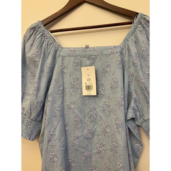 Crown & Ivy Blue Floral Smocked Puff Sleeve Dress – Women’s XL (New With Tags) - Picture 3 of 11